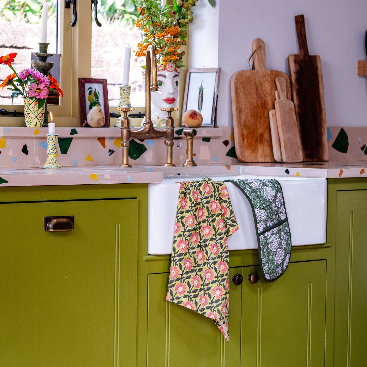 Pressed Petals Amber tea towel