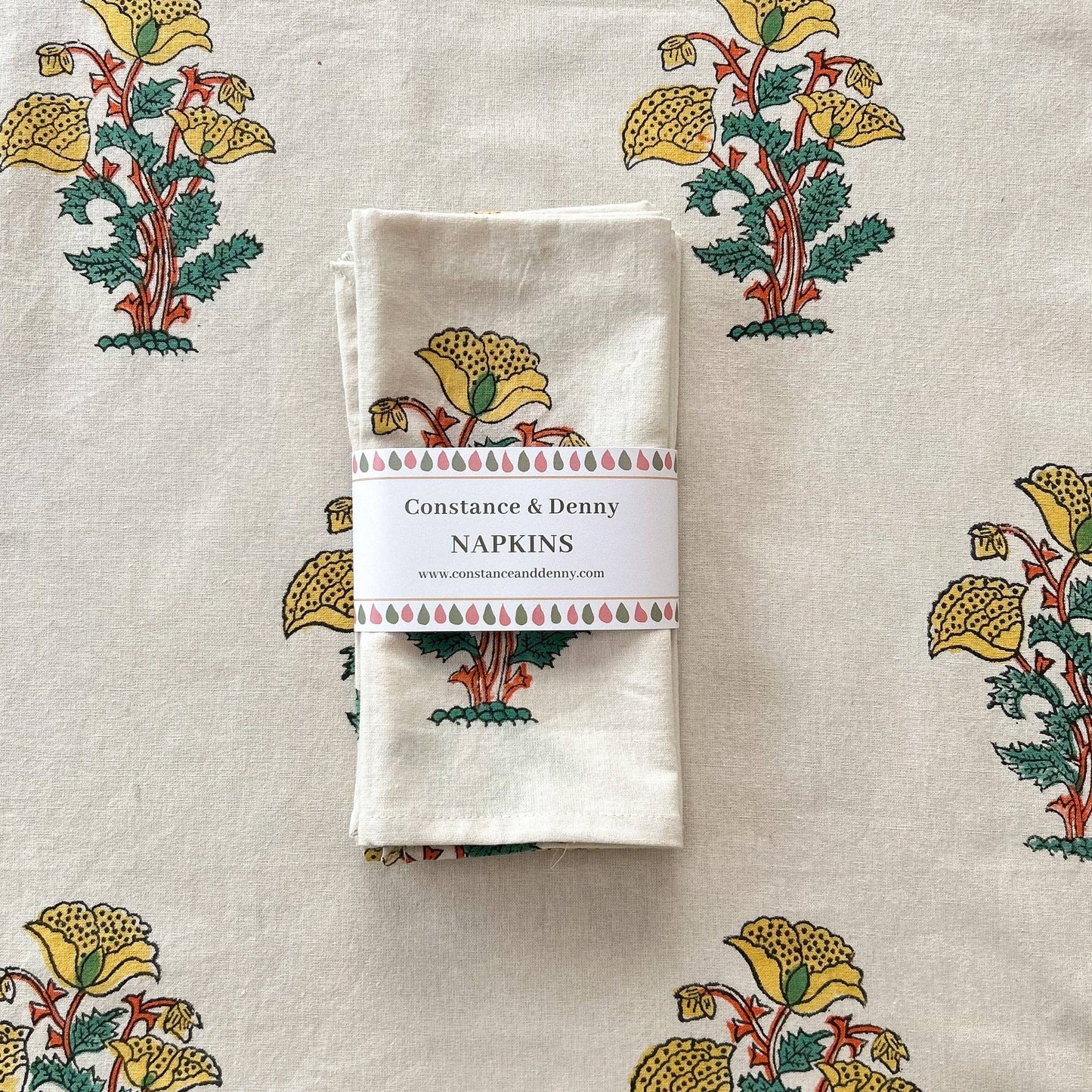 Yellow Flower set of 4 cotton napkins