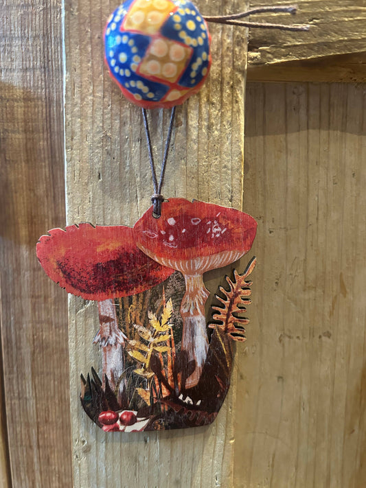 Toadstools birch plywood decoration
