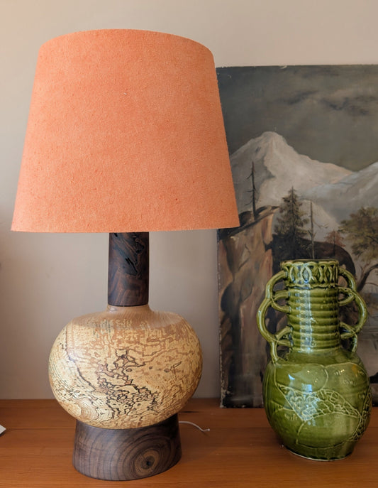 Midcentury medium ash and walnut lamp base