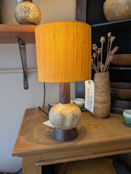 Orange 20cm drum lampshade dyed with Cosmos flowers