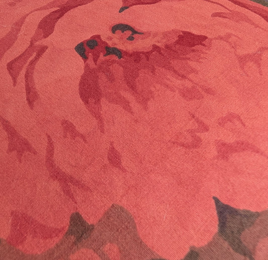 Rose red floral cushion dyed with madder