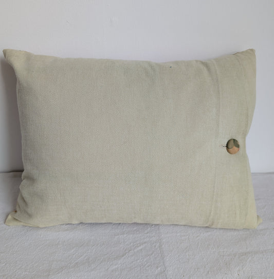 Yellow floral rectangular cushion dyed with pomegranate