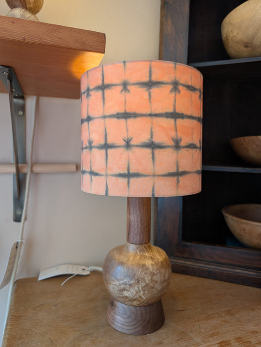 Pale terracotta 20cm drum lampshade silk dyed with madder