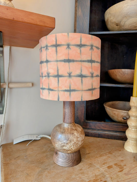 Pale terracotta 20cm drum lampshade silk dyed with madder