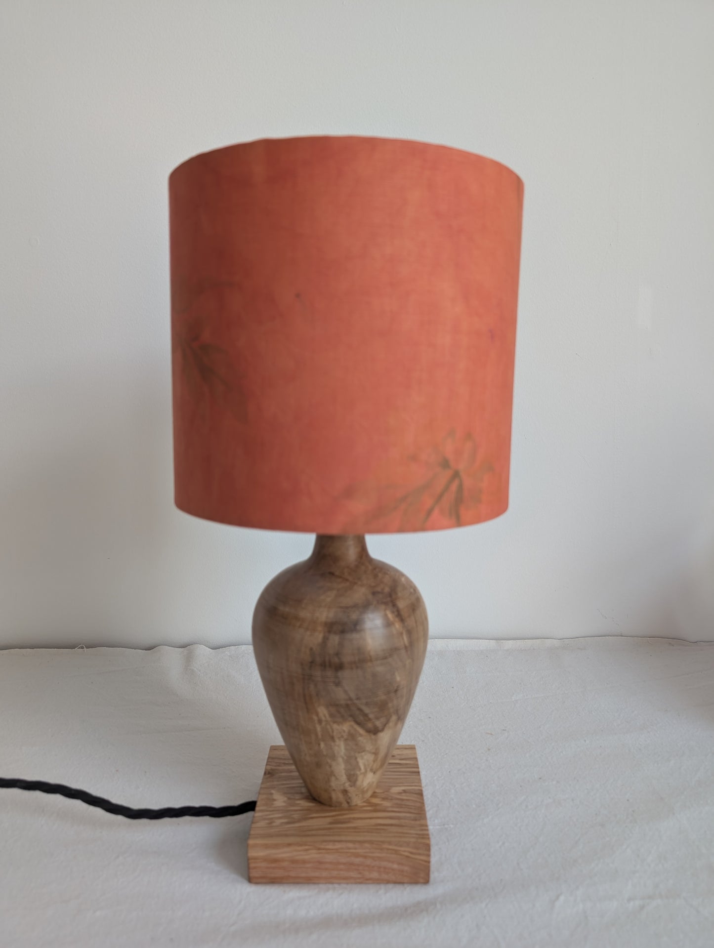 Pink 20cm drum lampshade dyed with madder
