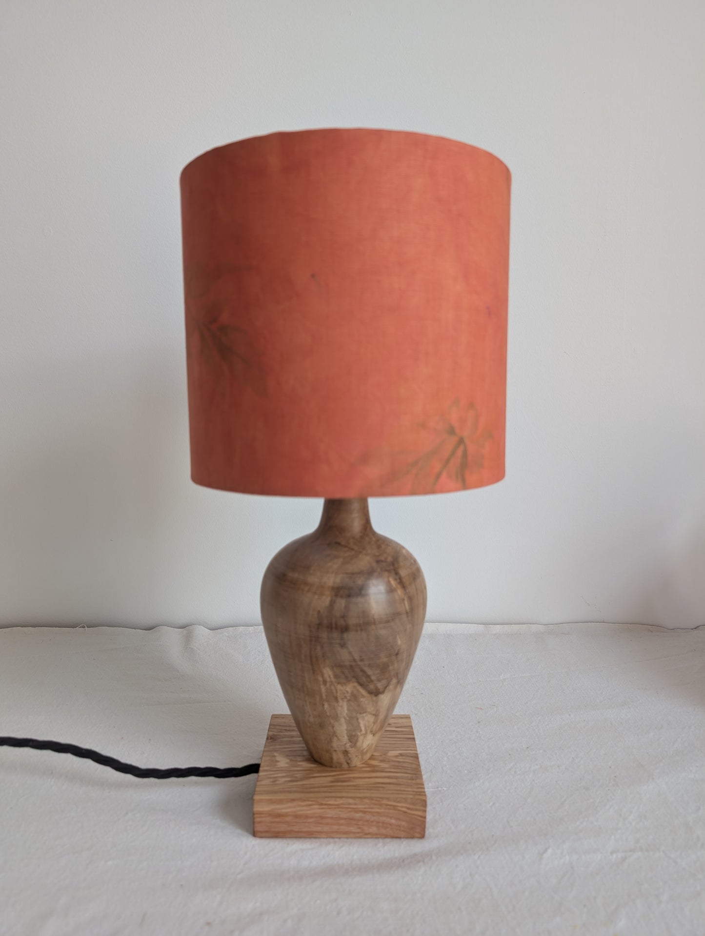 Pink 20cm drum lampshade dyed with madder