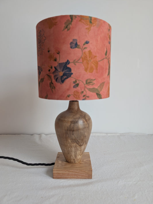 Pink floral 20cm drum lampshade dyed with madder