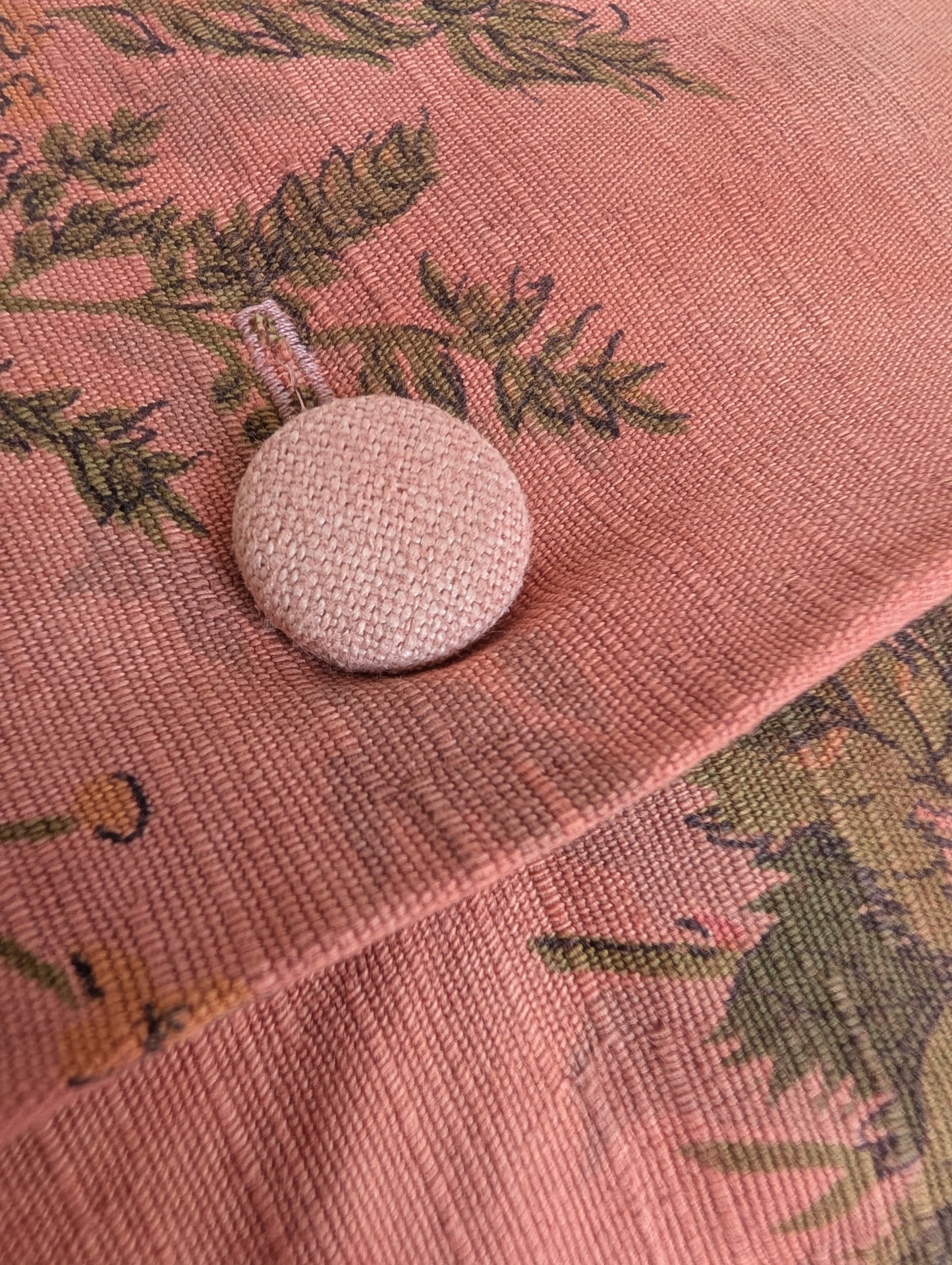 Pink floral cushion dyed with madder