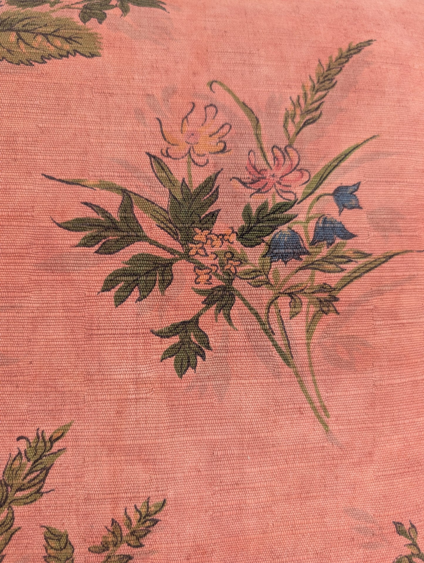 Pink floral cushion dyed with madder