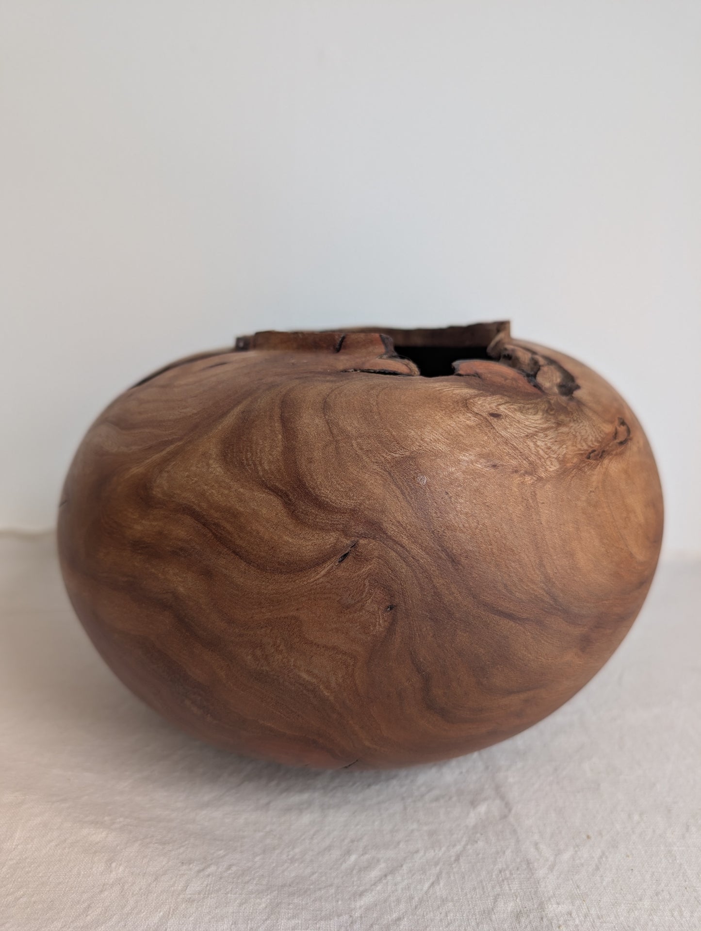 Figured Elm Moon Jar