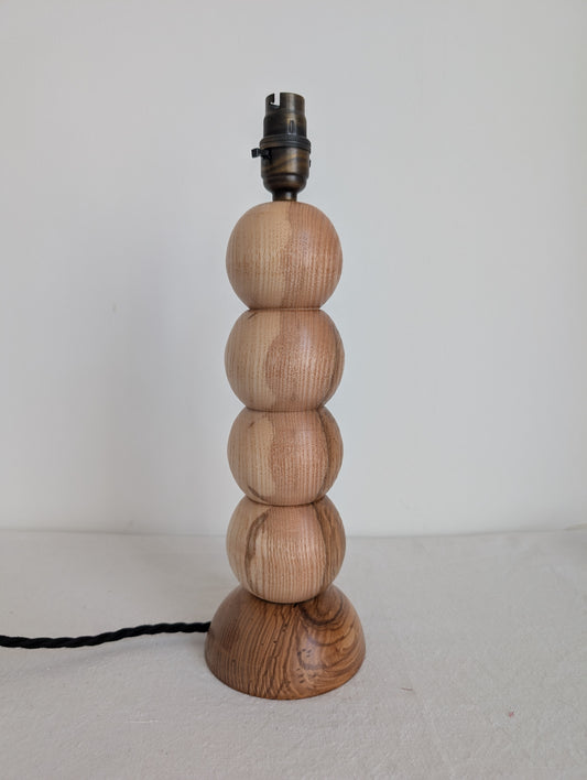 Hand turned Ash bobble table lamp base