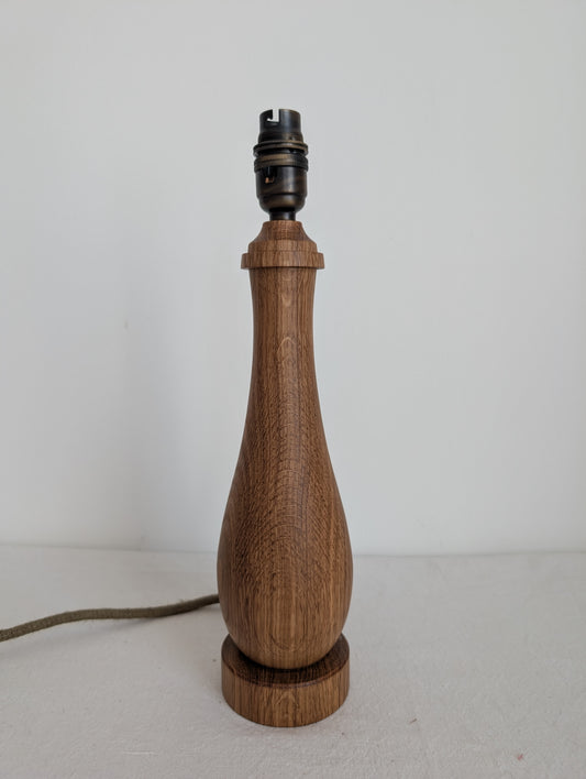 Small oak candlestick table lamp base
