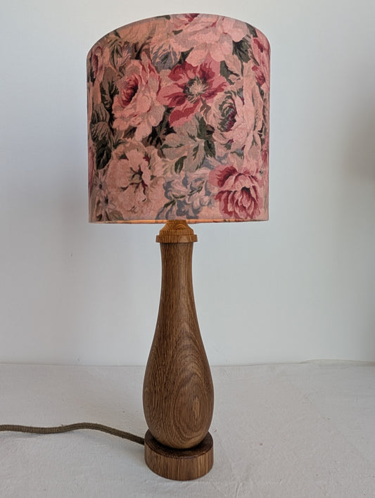 Small oak candlestick table lamp base