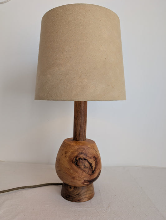 Maple and walnut wooden table lamp base