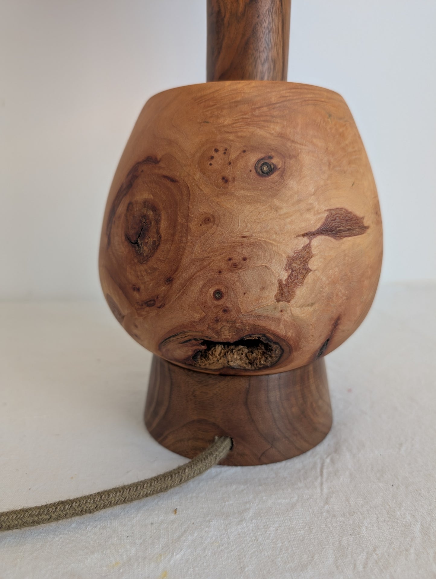 Maple and walnut wooden table lamp base