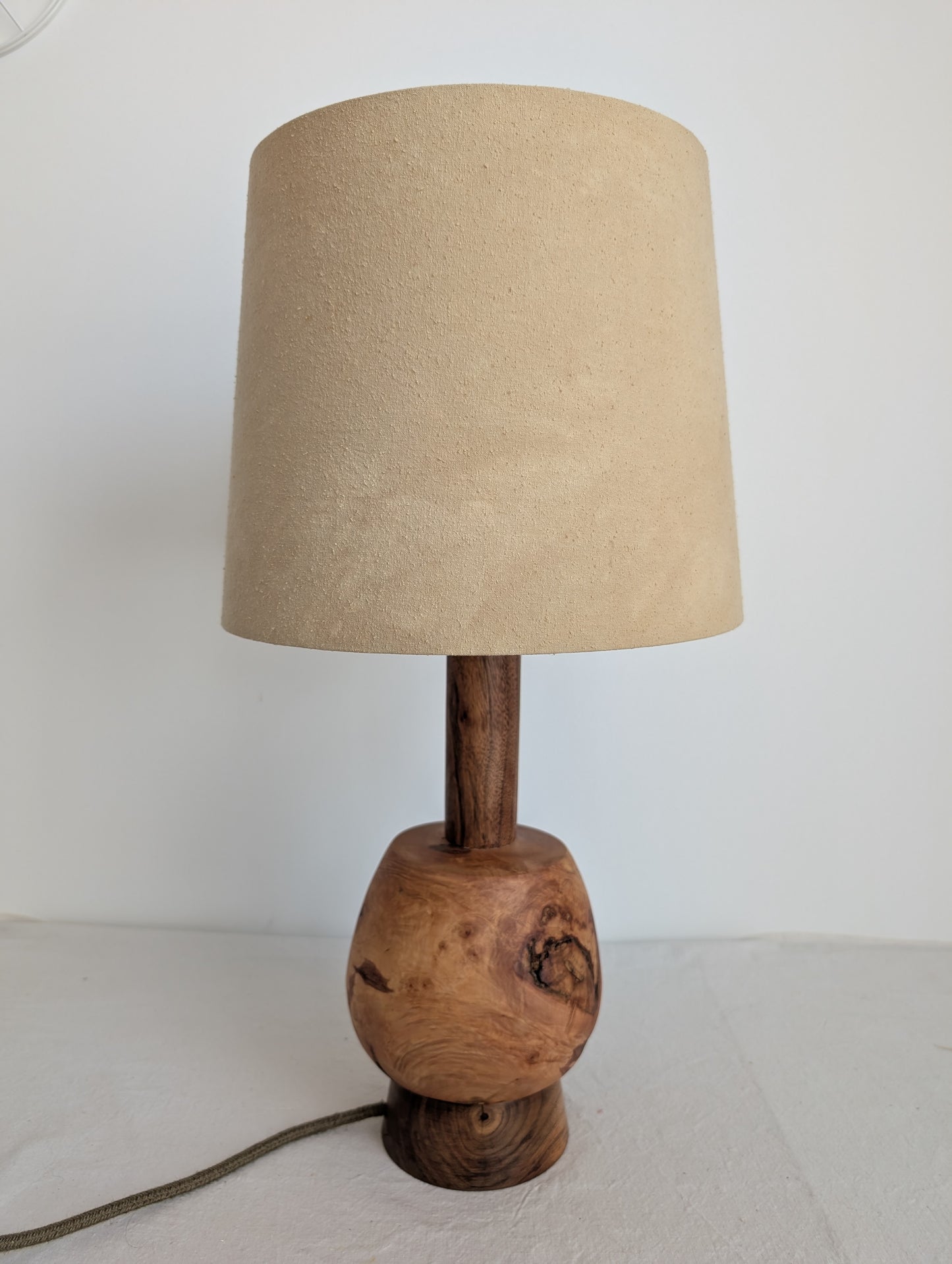 Maple and walnut wooden table lamp base
