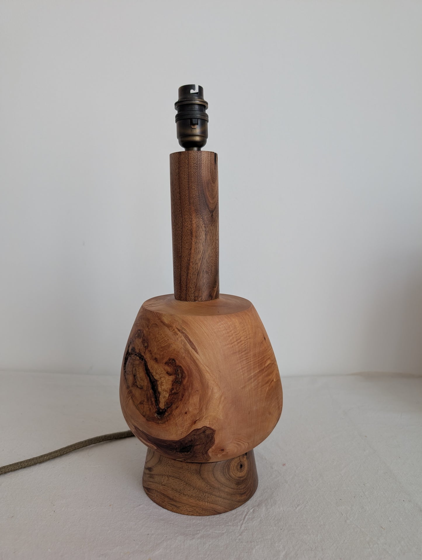 Maple and walnut wooden table lamp base