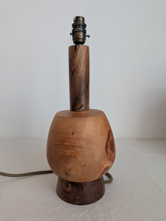 Maple and walnut wooden table lamp base