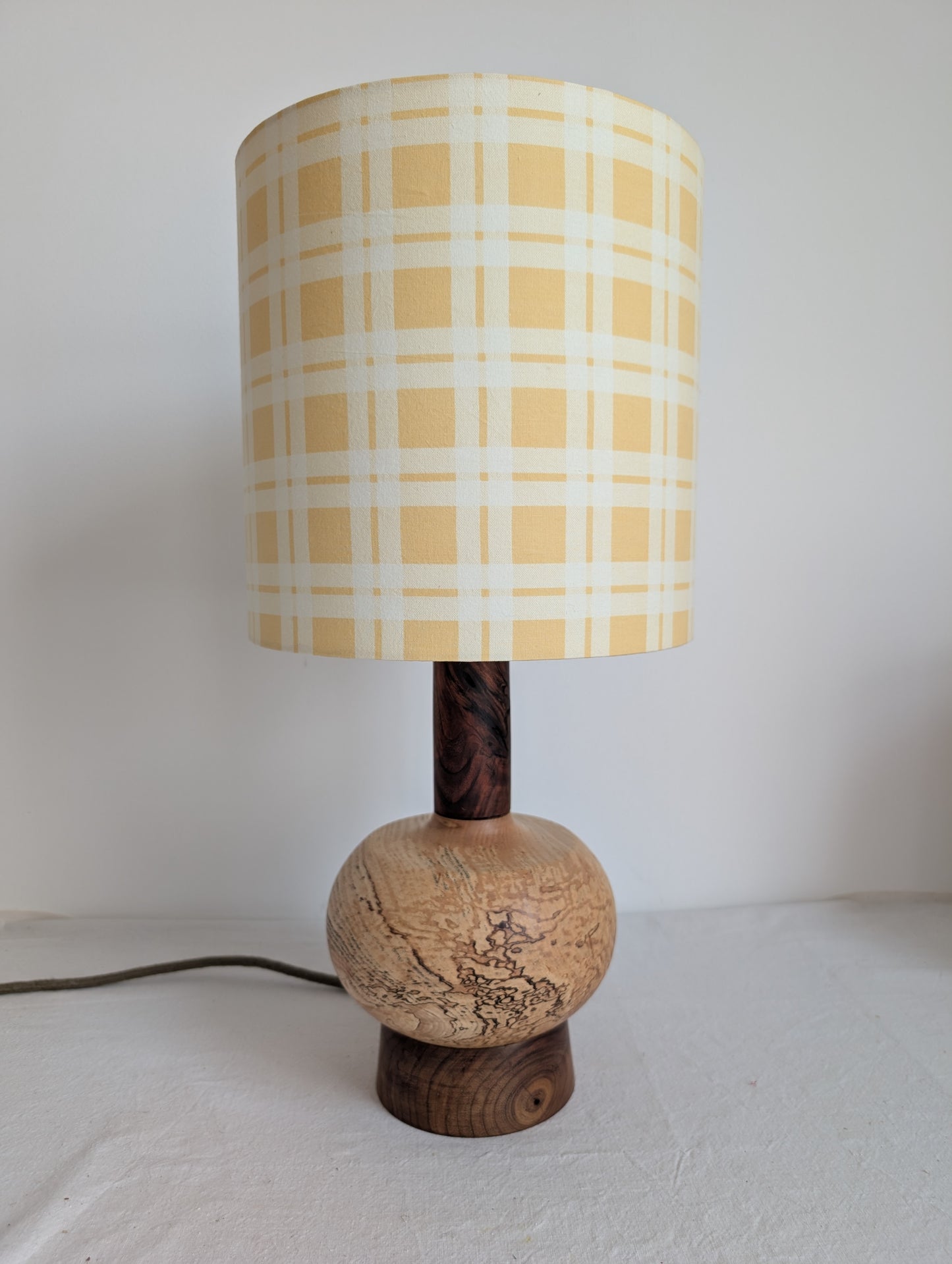 Midcentury medium ash and walnut lamp base