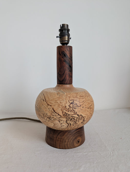 Midcentury medium ash and walnut lamp base