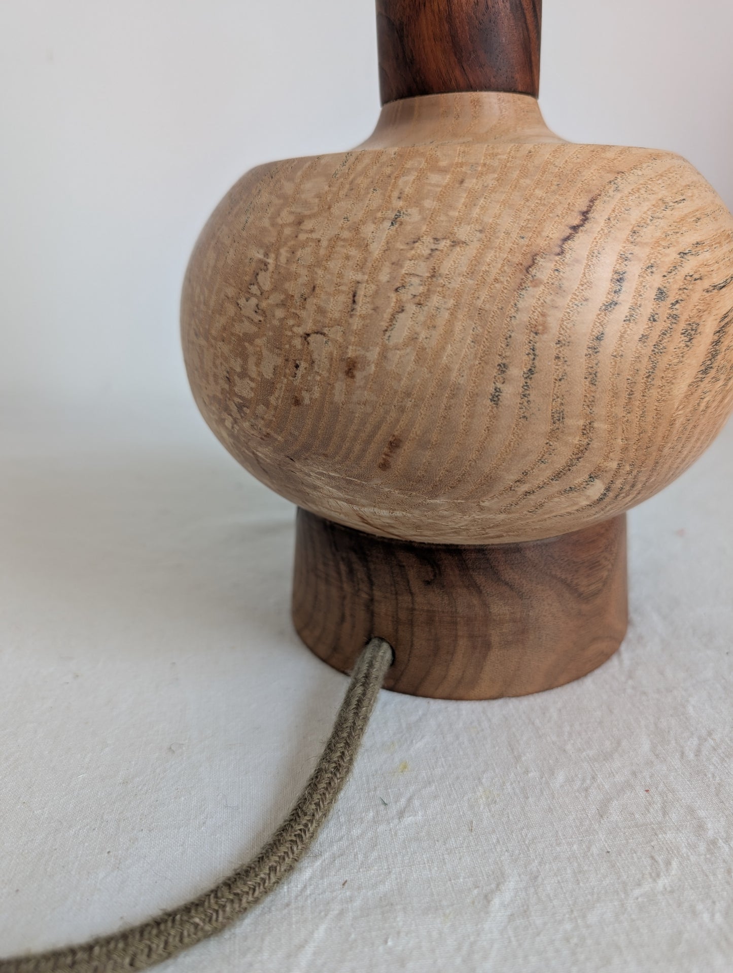 Midcentury medium ash and walnut lamp base
