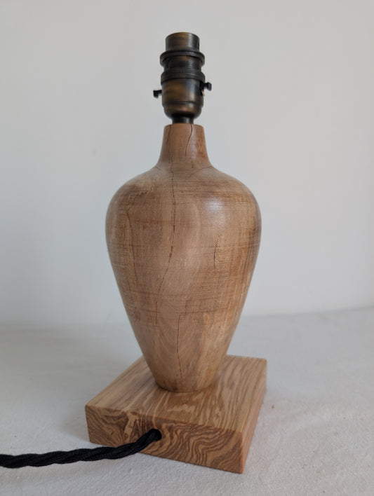 Hand turned Ash vase table lamp base