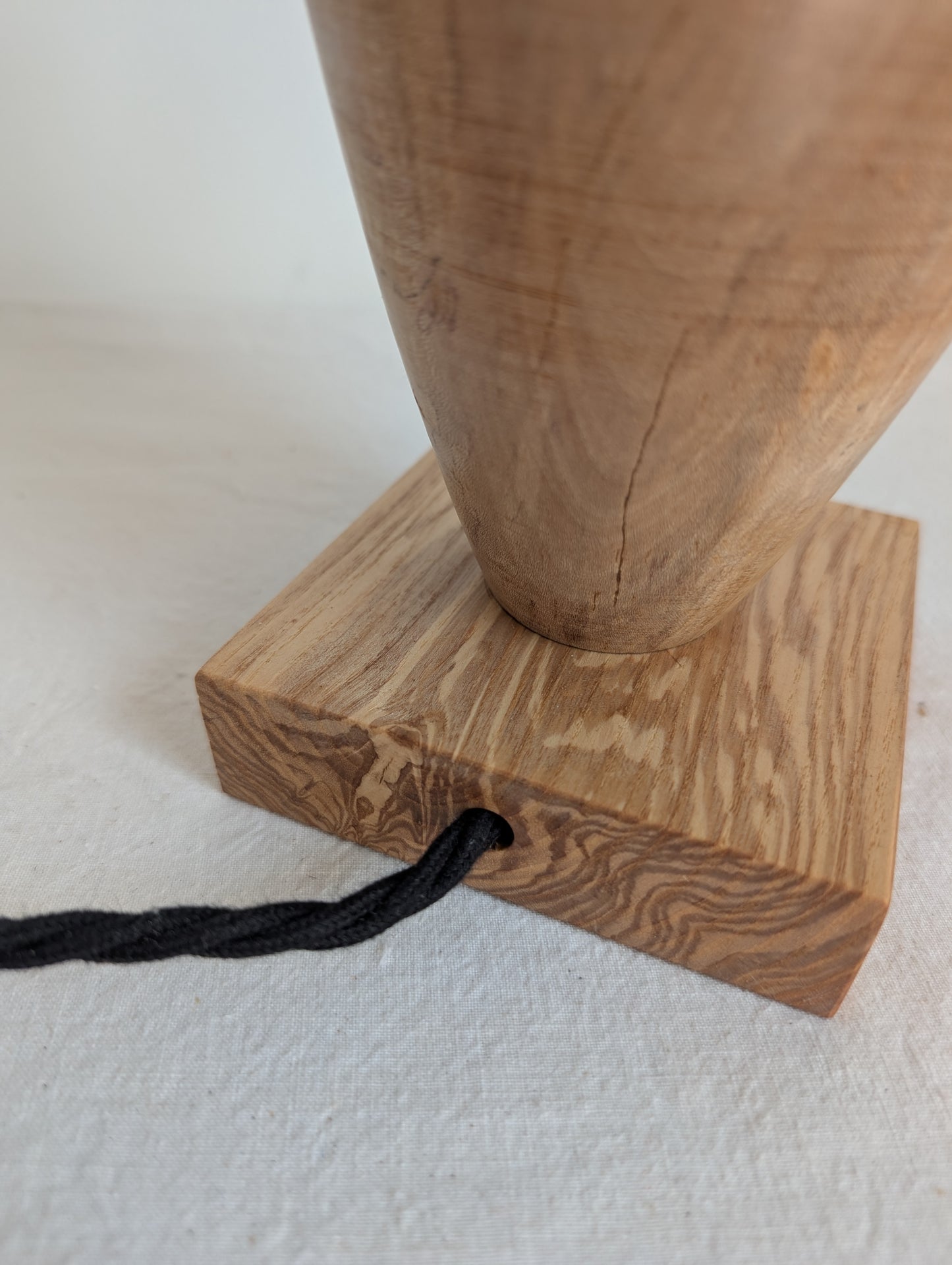 Hand turned Ash vase table lamp base