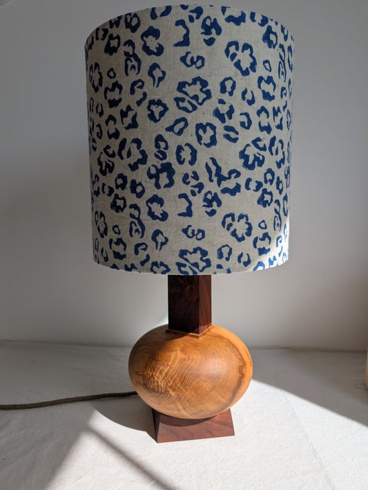 Square based maple and walnut lamp base