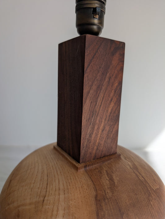 Square based maple and walnut lamp base