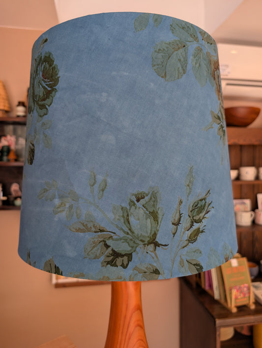 Blue vintage cotton 35cm empire lampshade dyed with indigo