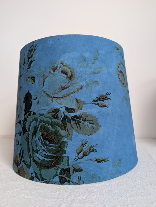 Blue vintage cotton 35cm empire lampshade dyed with indigo