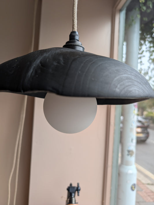 Blackened Catalpa Wood Pendant Light