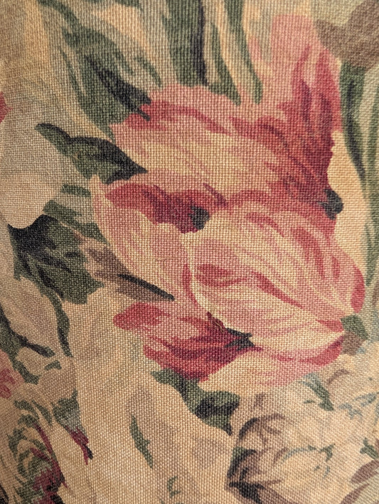 Yellow floral 20cm drum lampshade dyed with pomegranate