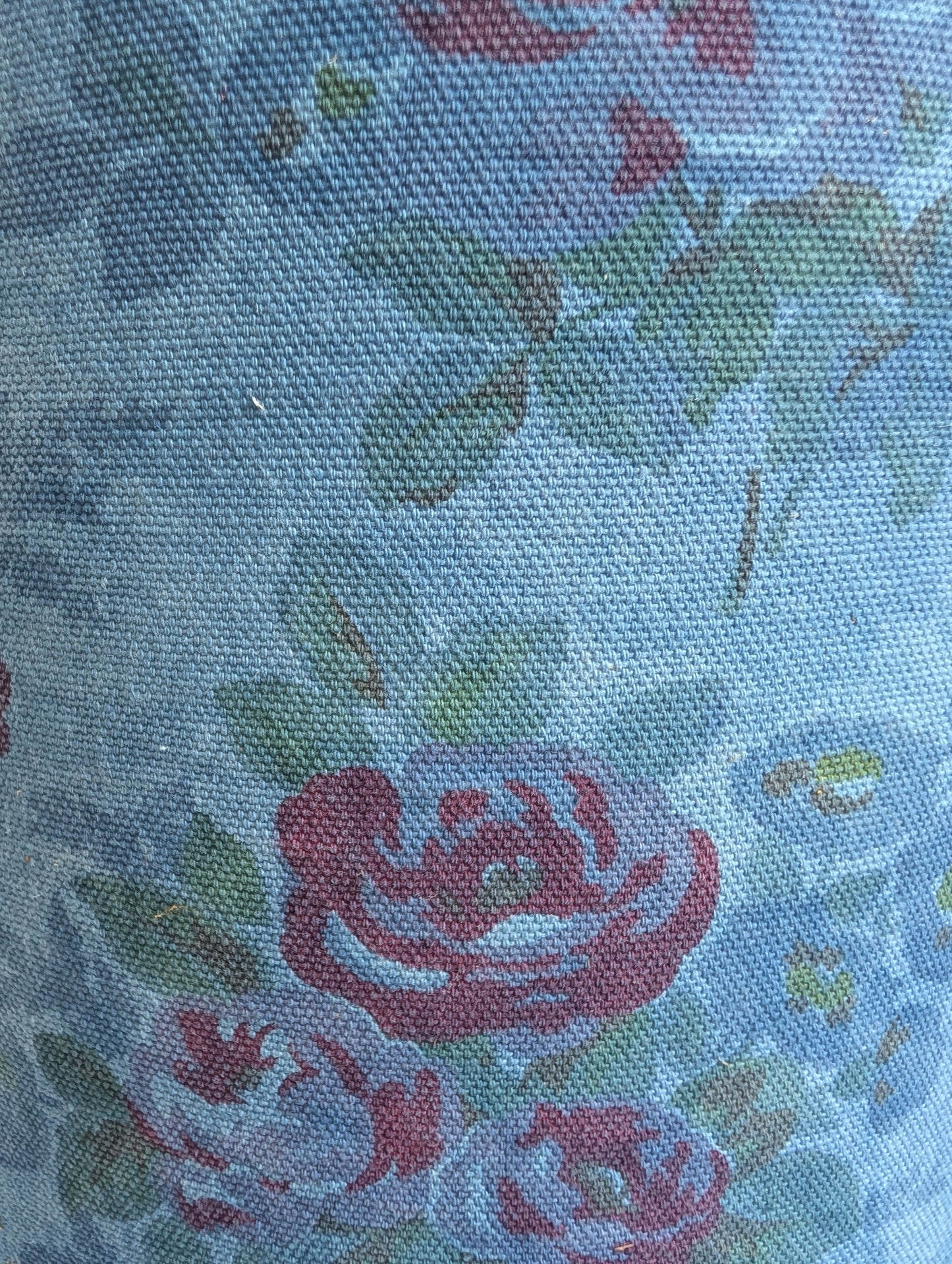 Blue floral 20cm drum lampshade dyed with indigo