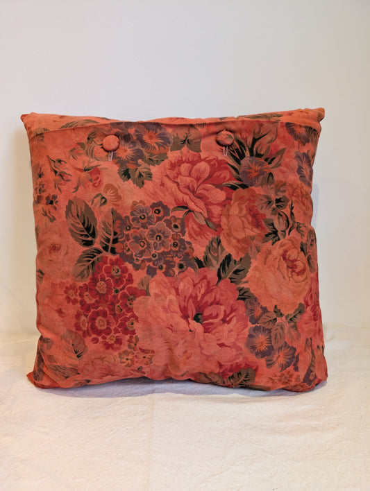 Reddish Orange floral cushion dyed with madder