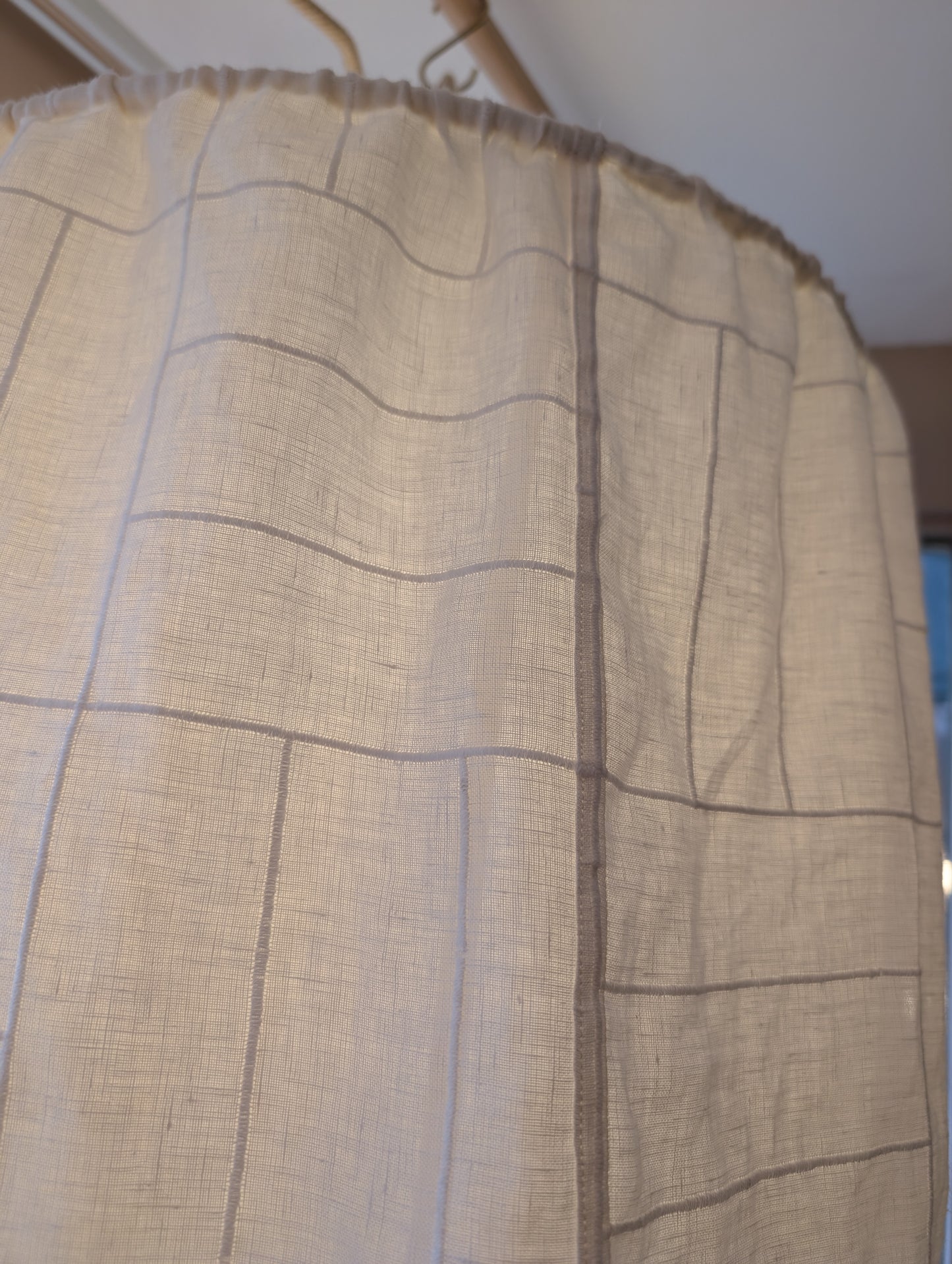 Cream Cotton Stitched Gathered Lampshade