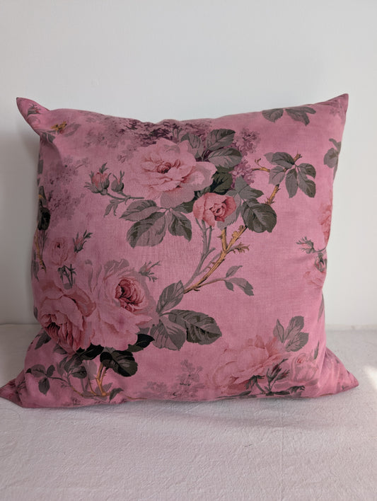 Pink Floral Cushion – Sappanwood Dyed Cotton (50cm)