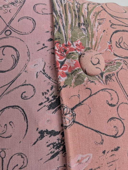 Pink Floral Cushion – Madder Dyed Cotton (45cm)