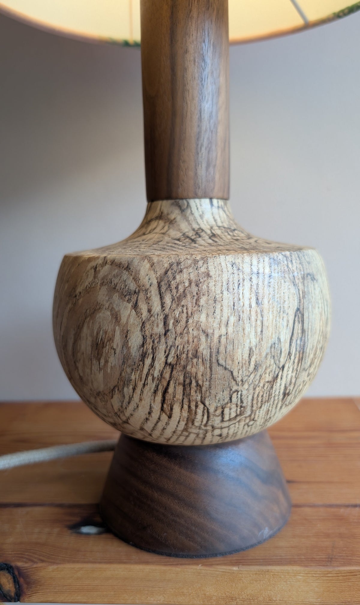 Midcentury ash and walnut lamp base - E