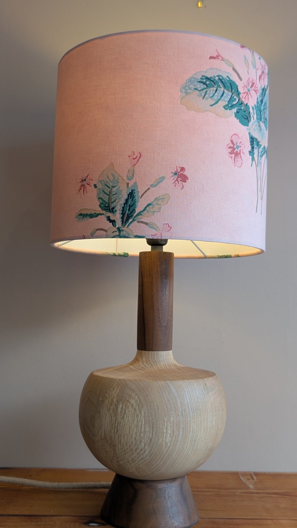 Midcentury ash and walnut lamp base - D