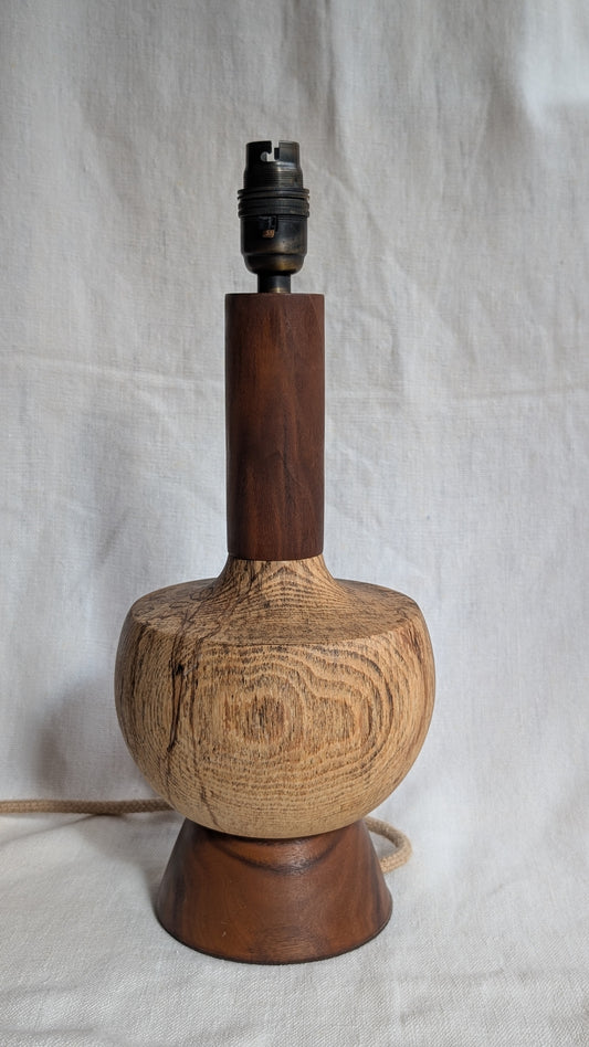 Midcentury ash and walnut lamp base - E