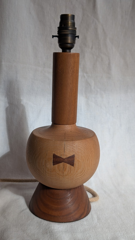 Midcentury ash and walnut lamp base - B