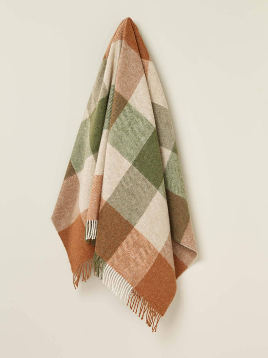 British Wool Block Check Throw