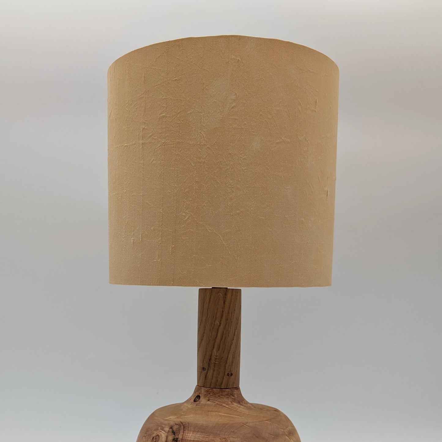 Beige silk 20cm drum lampshade dyed with dahlia flowers