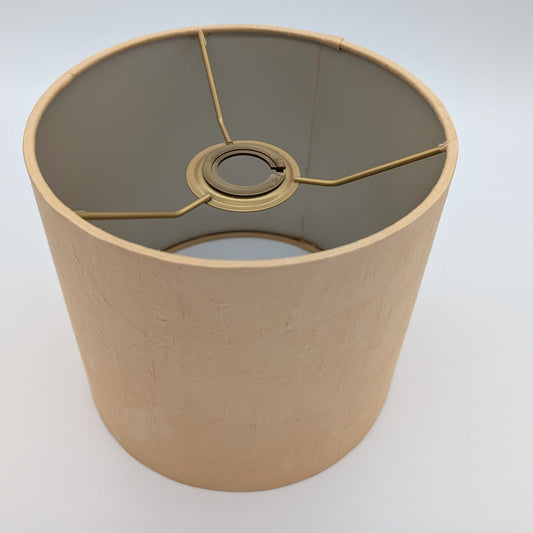 Beige silk 20cm drum lampshade dyed with dahlia flowers