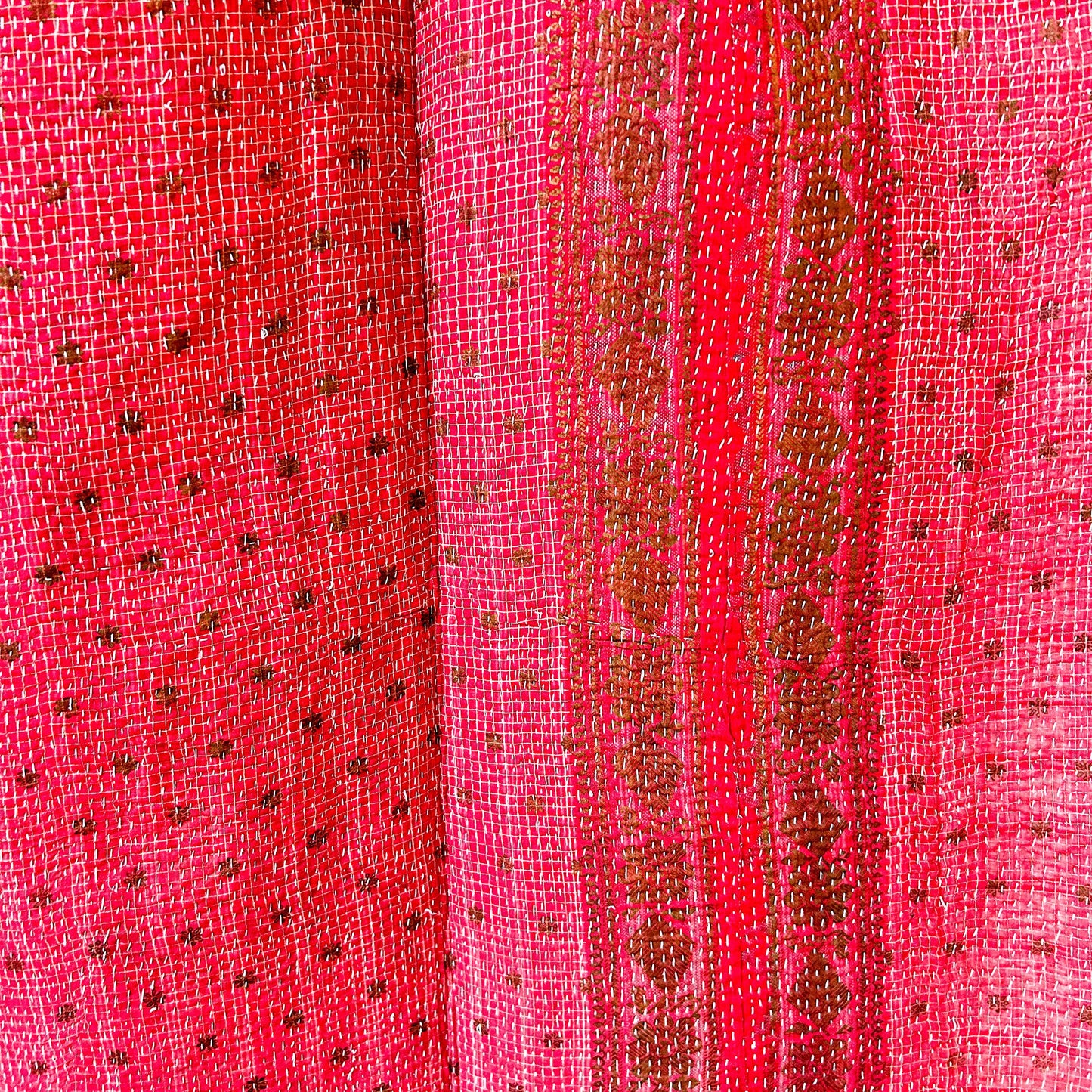 Vintage Kantha Blanket, pink and patchwork