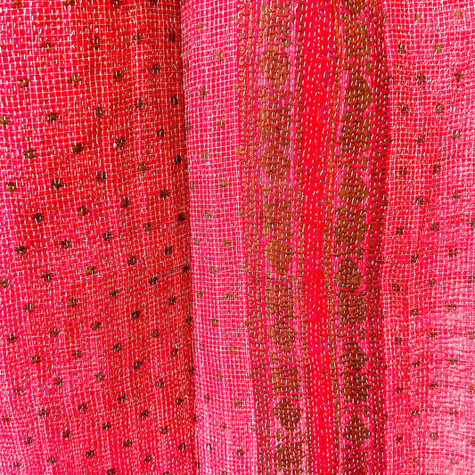 Vintage Kantha Blanket, pink and patchwork