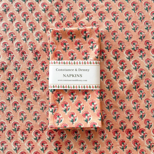 Tiny Pink Flower set of 4 cotton napkins