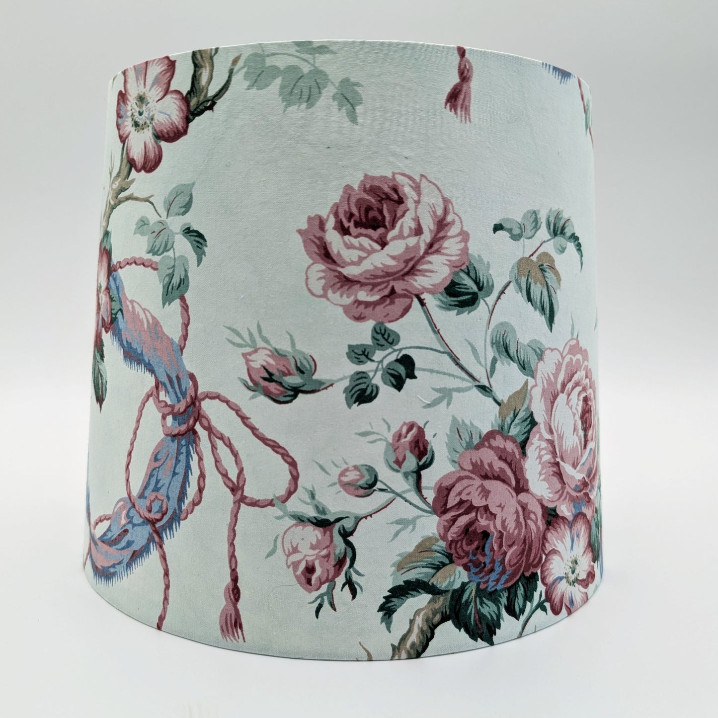 Pale green floral 30cm empire lampshade dyed with fresh indigo